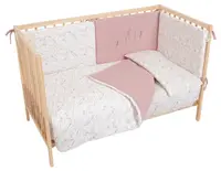 Set de lenjerie pentru bebeluși cu apărătoare Bimbidreams - Niza, 3 piese, alb/violet
