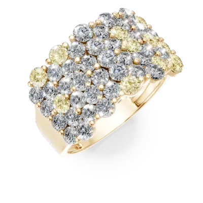 Inel din aur galben cu diamante multicolore de 2.91ct