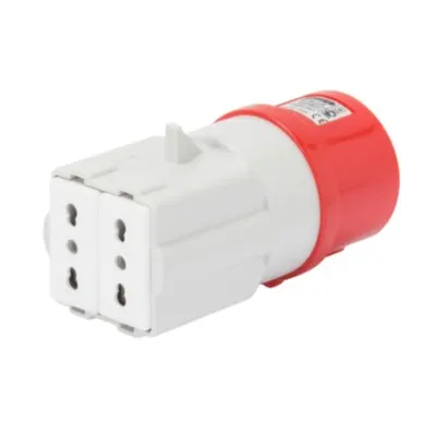 Adaptor Industrial Ip44 - Socket-Outlet 3p+n+e 16a 400v Ac 50/60hz - 2 Socket-Outlets 2p+e 16a Dual Amp (p17/11)