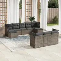 Gossi set mobilier de gradina cu perne, 10 piese, gri, poliratan
