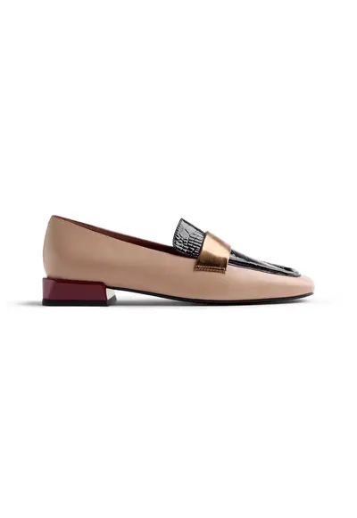 Pantofi loafer de piele ecologica - Bej