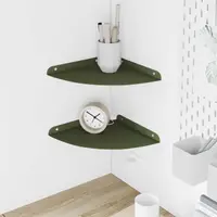 vidaXL Raft Suspendat pentru Colț 2 buc. Verde măsliniu 24 x 24 x 2 cm