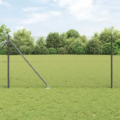 vidaXL Gard de lanț cu vârfuri 10 x 1,2 m Oțel cu strat de PVC Gri