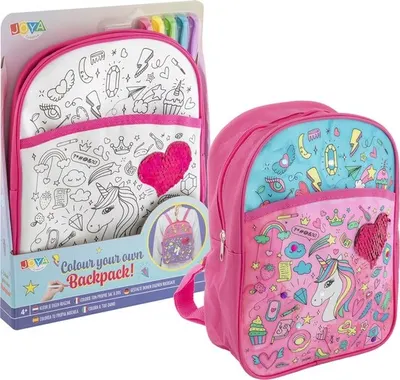 Ghiozdan de colorat Grafix - Unicorn, cu 5 markere