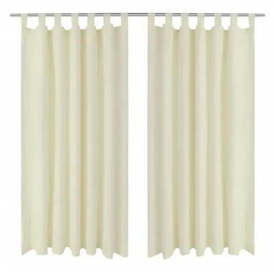 Draperii micro-satin cu bride, 140 x 245 cm, crem, 2 buc.
