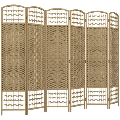 HOMCOM Paravan interior din lemn separator de cameră despărțitură pliabilă 6 panouri 240 x 170 cm lemn natural | Aosom Romania