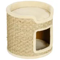 PawHut Ansamblu de Zgâriat pentru Pisici, 37 cm, 2 Niveluri, cu Ascunzătoare și Sfoară din Sisal, până la 5 kg, Kaki | Aosom Romania