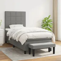 Gossi pat box spring cu saltea, gri inchis, 100x200 cm, textil