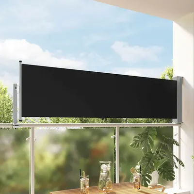vidaXL Copertină laterală retractabilă de terasă, negru, 80 x 300 cm