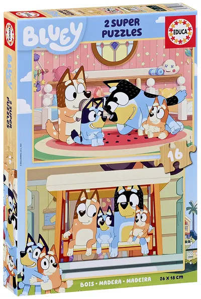 Puzzle din lemn pentru copii Educa din 2 x 16 piese - Bluey