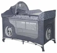 Pătuț pentru bebeluși pe 2 niveluri Lorelli - Moonlight Plus, Cool grey pandas