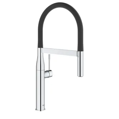 Baterie chiuveta bucatarie cu pipa flexibila neagra Grohe Essence