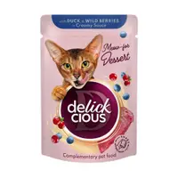 Delickcious Cat - Bucati de Rata & Fructe de Padure in Sos - 80g