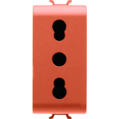 Italian Standard Priza 250v Ac - For Dedicated Lines - 2p+e 16a Dual Amperage - P11-P17 - 1 Module - Orange - Chorus
