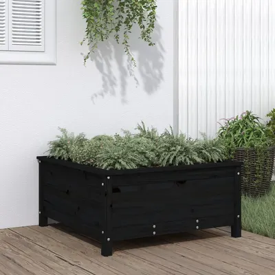vidaXL Jardinieră de grădină, negru, 82,5x82,5x39 cm lemn masiv de pin