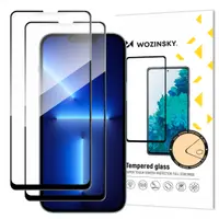 Folie de protectie Ecran WZK pentru Apple iPhone 14 Pro Max / 13 Pro Max, Sticla Securizata, Full Glue, Set 2 bucati, Neagra