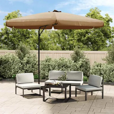 vidaXL Umbrelă de soare de grădină, stâlp din oțel, taupe, 300 cm