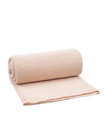 Patura impletita din bumbac organic 80x100 cm dusty pink