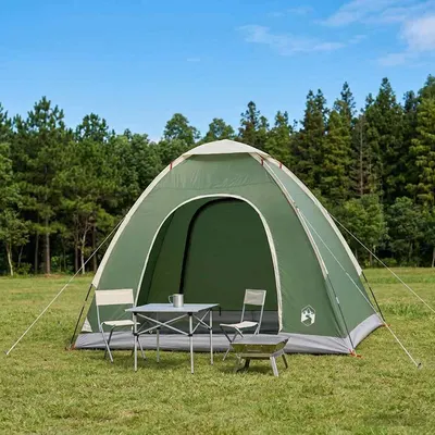 vidaXL Cort de Camping 2 persoană Verde Poliester 185T cu finisaj PU