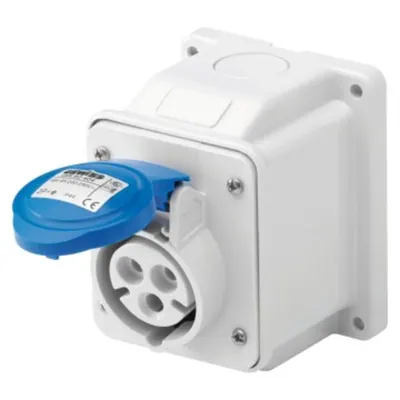 Priza industriala aparenta 10° - IP44 - 2P+E 16A 200-250V 50/60HZ - BLUE - 6H - Strangere cu surub