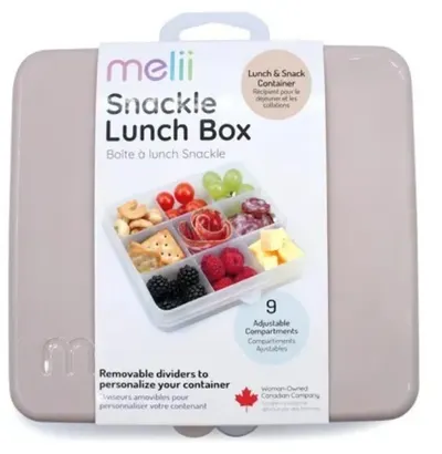 Cutie pentru gustări Melii - Snackle Box, 9 compartimente, bej