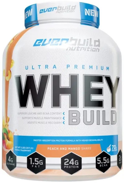 Ultra Premium Whey Build, piersică și mango, 2.27 kg, Everbuild