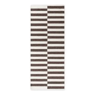 Covor tip traversă alb/maro reversibil/țesut manual din lână 80x200 cm Vika – Hanse Home