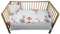 Lenjerie patut cu 3 piese Owls roz