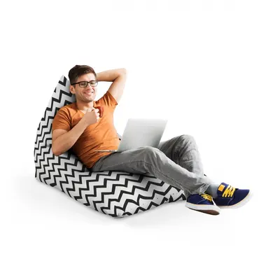 Fotoliu Puf Bean Bag tip Lounge Chevron classic black