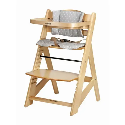 Scaun de masa, FreeON, Toby Plus, 6 luni - 15 Kg, Reglabil pe inaltime, Pernuta, Tavita detasabila, Suport de picioare reglabil, Natur