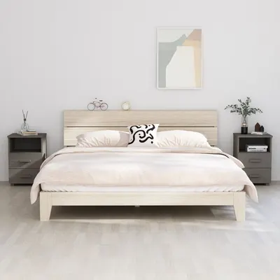 vidaXL Noptiere HAMAR, 2 buc, gri deschis, 40x35x62 cm, lemn masiv