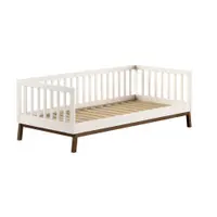 Pat pentru copii bej din lemn de pin cu somieră 90x200 cm Sezane – Vipack