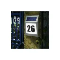 Numar de casa cu lumina LED, incarcare solara, 18x20x3 cm, baterie reincarcabila, otel si sticla