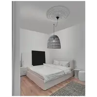 Lampa suspendata DESTIN Gray Ratan Negru Fabric Wire & Baza LED E27 1x12 Wat 230 Volt IP20 Fara bec