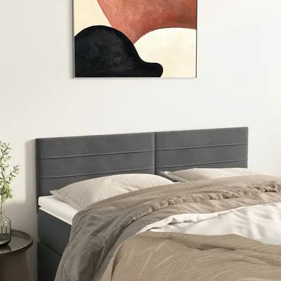 vidaXL Tăblii de pat, gri închis, 144x5x78/88 cm, catifea