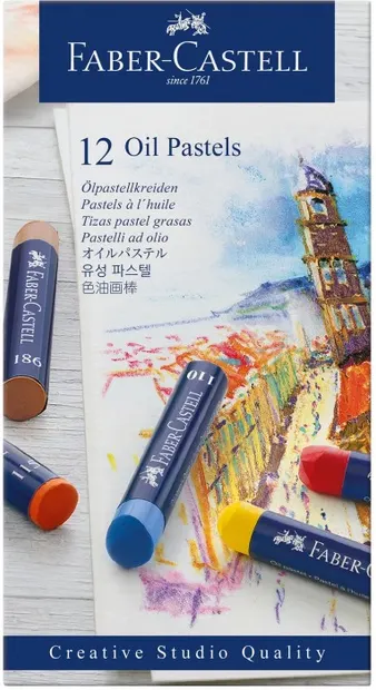 Pasteluri uleioase Faber-Castell - Goldfaber, 12 bucati