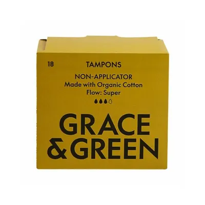 Tampoane din bumbac organic 100% Super (18 buc), Grace and Green