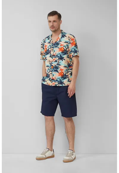 Bermude relaxed fit din bumbac cu snur de ajustare - Bleumarin