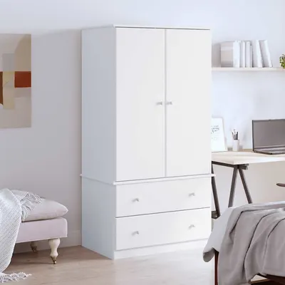 vidaXL Dulap „ALTA”, alb, 90x55x170 cm, lemn masiv de pin