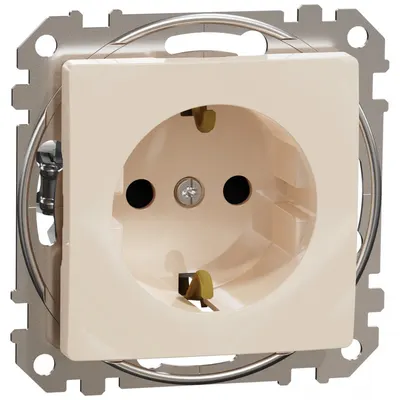 Priza cu impamantare 2P+E, cu obturatoare Schneider Sedna Design SDD112021, bej