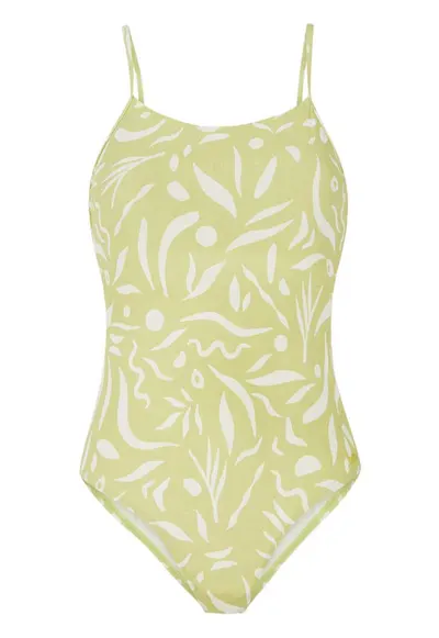 Costum de baie PRTDjesh - galben - material reciclat - cupe detasabile