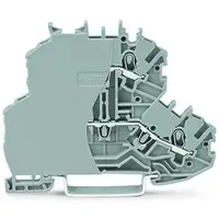 Double-deck terminal block; Through/through terminal block; with end plate; L/N; without marker carrier; Blue conductor entry upper deck; for DIN-rail 35 x 15 and 35 x 7.5; 1 mm²; Push-in CAGE CLAMP®; 1,00 mm²; gray