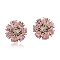 Cercei din aur roz cu morganite de 4.9ct si turmaline roz de 4.9ct