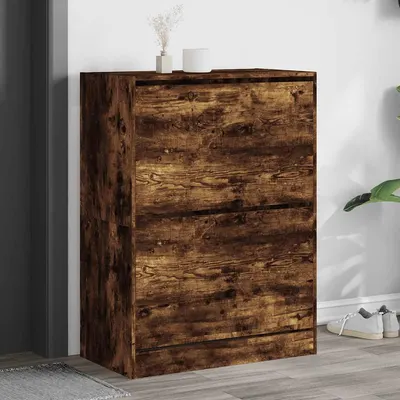 vidaXL Pantofar cu 2 sertare rabatabile, stejar fumuriu, 80x42x108 cm
