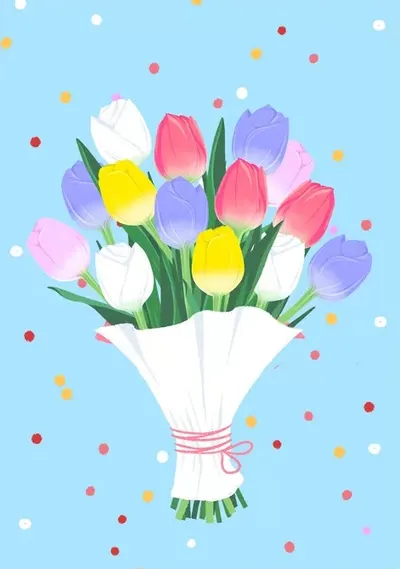 Felicitare GloryArt - buchet de lalele
