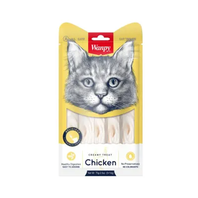 WANPY Creamy Treat, Pui, punguță recompense pisici, (piure), 70g