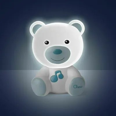Jucarie si Lampa, Chicco, Ursulet, 10 minute de muzica, 0 luni+, Albastru