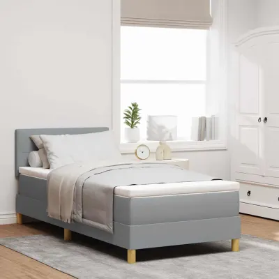 vidaXL Pat cu arcuri cu pernă Manual Gri deschis 90 x 190 cm țesătură