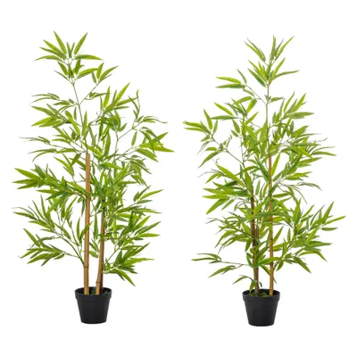 Set 2 Plante de Bambus Artificiale in Ghiveci de 120cm, Decoratiune pentru Casa, Birou, Interior si Exterior Outsunny | Aosom Romania
