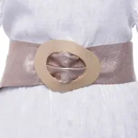 Curea auriu inchis din piele naturala cu latime de 8 cm, catarama aurie neregulata